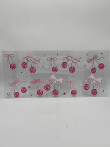 Pink bows disco ball uv dtf wrap