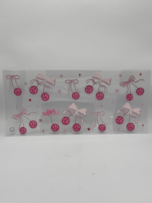 Pink bows disco ball uv dtf wrap
