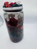 Twilight Lava Drip Acrylic Tumbler – Black & Red Gothic Drinks Cup with Rose Accents