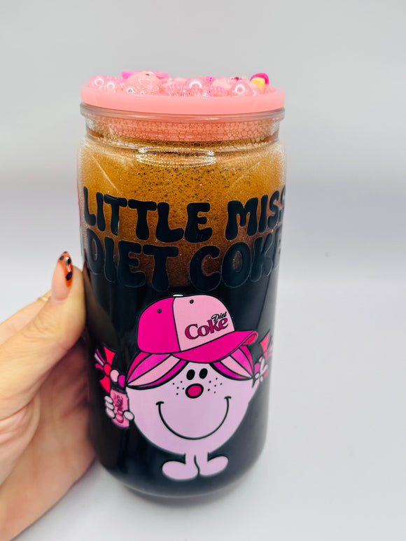 Little Miss Diet Coke Drinks Tumbler – Cute Reusable Acrylic Cup with Pink Lid & Straw