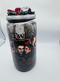 Twilight Lava Drip Acrylic Tumbler – Black & Red Gothic Drinks Cup with Rose Accents