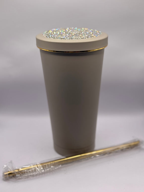 Luxury Rhinestone Thermal Tumbler – Glitter Bling Cup with Straw for Hot & Cold Drinks