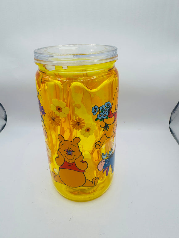 Honey Drip Winnie the Pooh Acrylic Tumbler – Yellow Reusable Drinks Cup