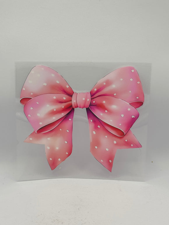 Polka Dot Pink Bow UVDTF Wrap
