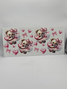Pink Teddy Bows Hearts UVDTF Wrap