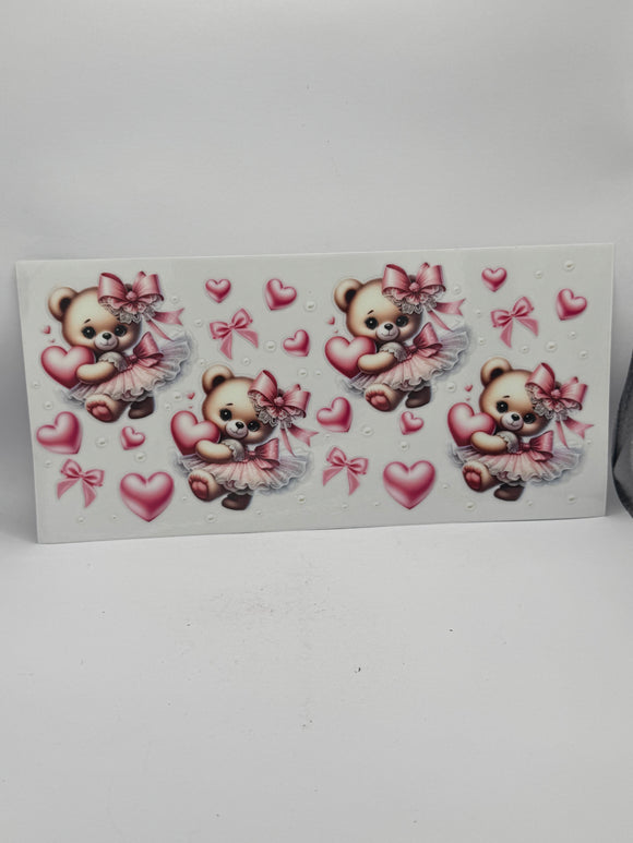 Pink Teddy Bows Hearts UVDTF Wrap
