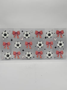 Pink bows football uv dtf wrap