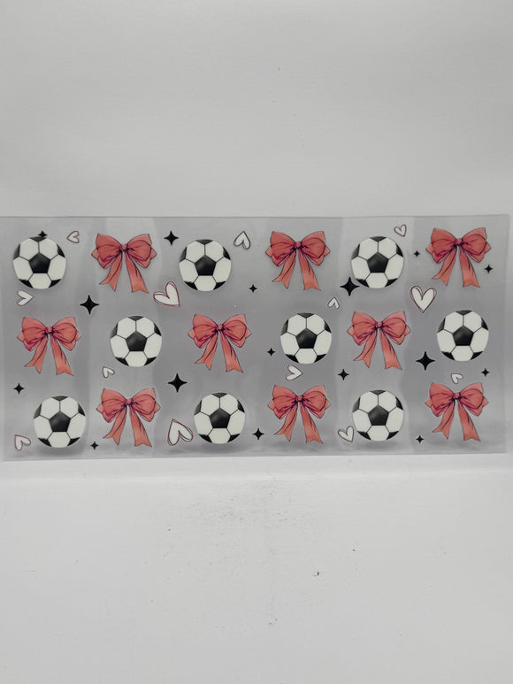Pink bows football uv dtf wrap