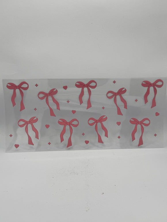 Pink bow and hearts uv dtf wrap
