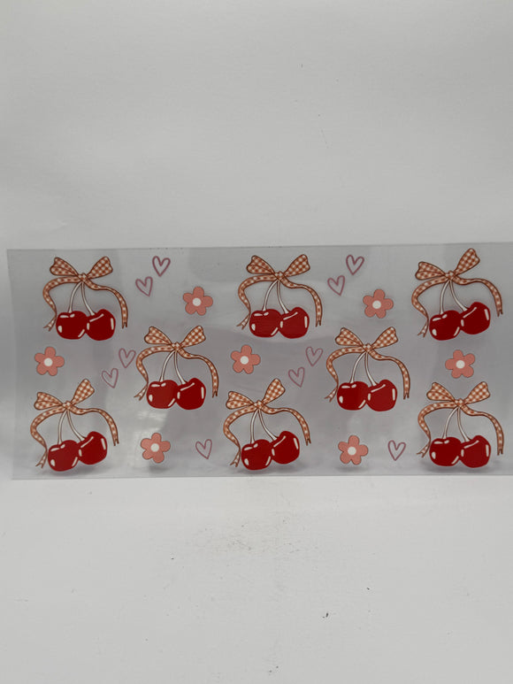 Red Cherry Chequered Bows uv dtf wrap