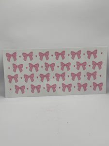 Pink bows hearts uv dtf wrap