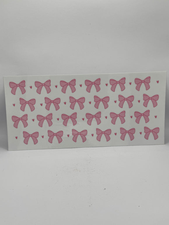 Pink bows hearts uv dtf wrap